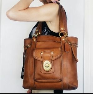 Coach Saddle Tan Leather Gigi Tote Bag EUC!